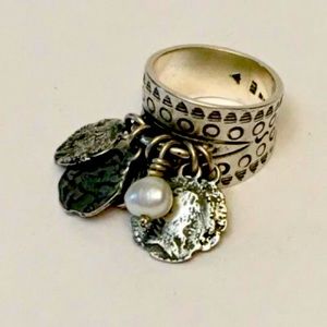 Silpada Silver R1902 Oxidized Pearl, Coin Ring